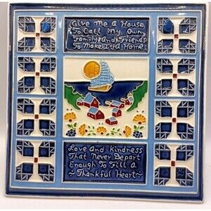 JoAnn Duban Ceramic Folk Art Wall Hanging Love And Kindness